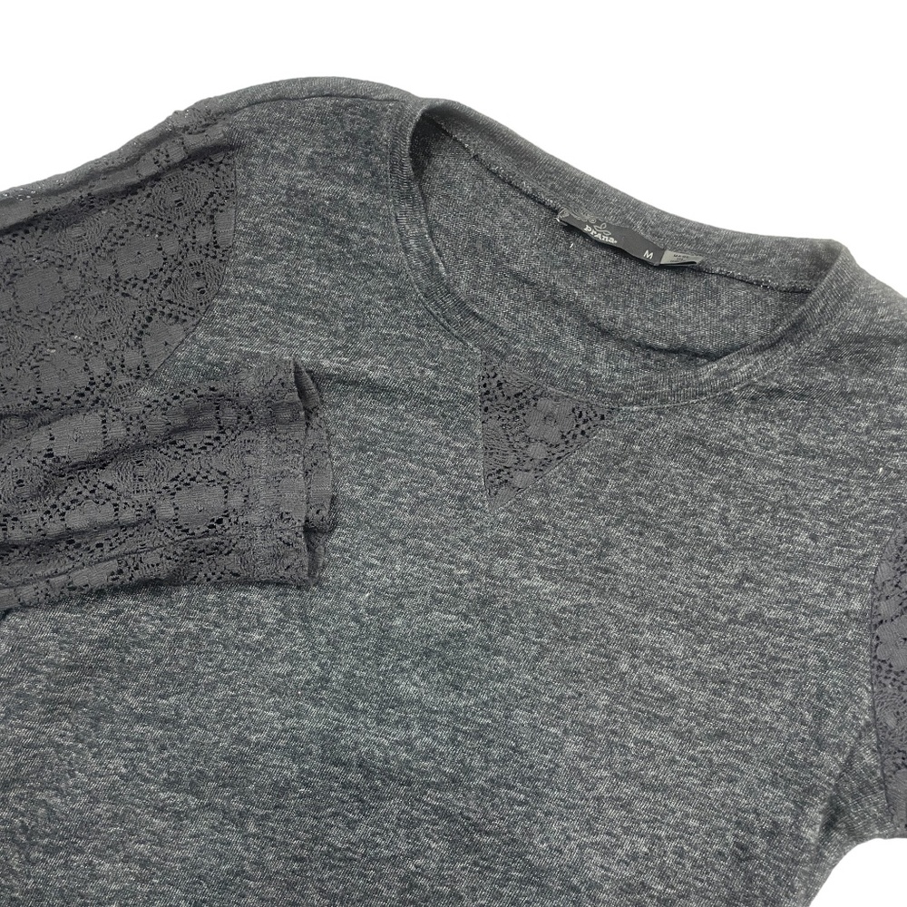 Prana Medium Grey Long Sleeve‎ Lacey Arms Cotton/Polyester Top